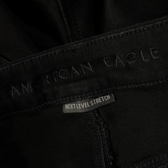 American Eagle SZ 10 Curvy Hi-Rise Jeggings Jeans Stretch Zip-Fly Pockets Black - Picture 8 of 11